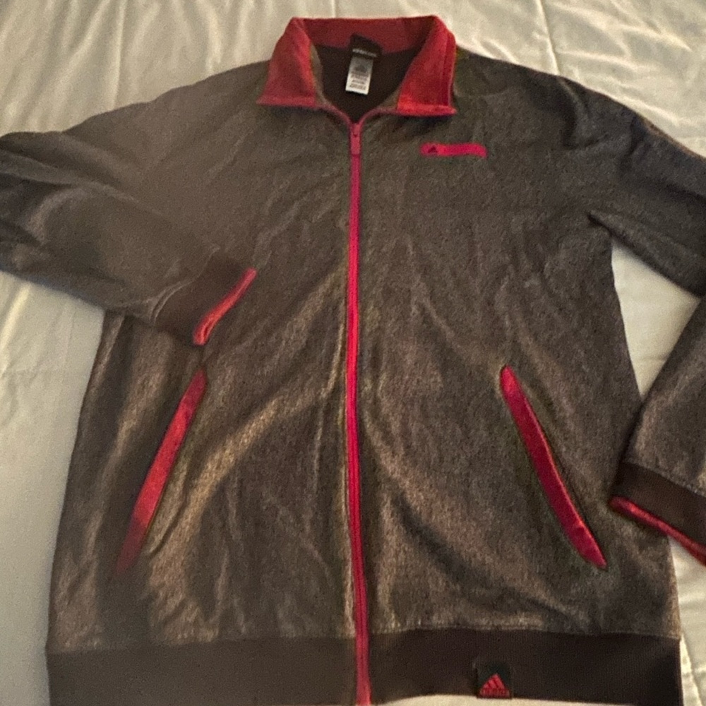 Boys Adidas Gray with red accents with track suit  jacket